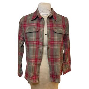 Duck Head Full Zip Jacket Sz. LP Cotton Red/Green Plaid Outdoors Country